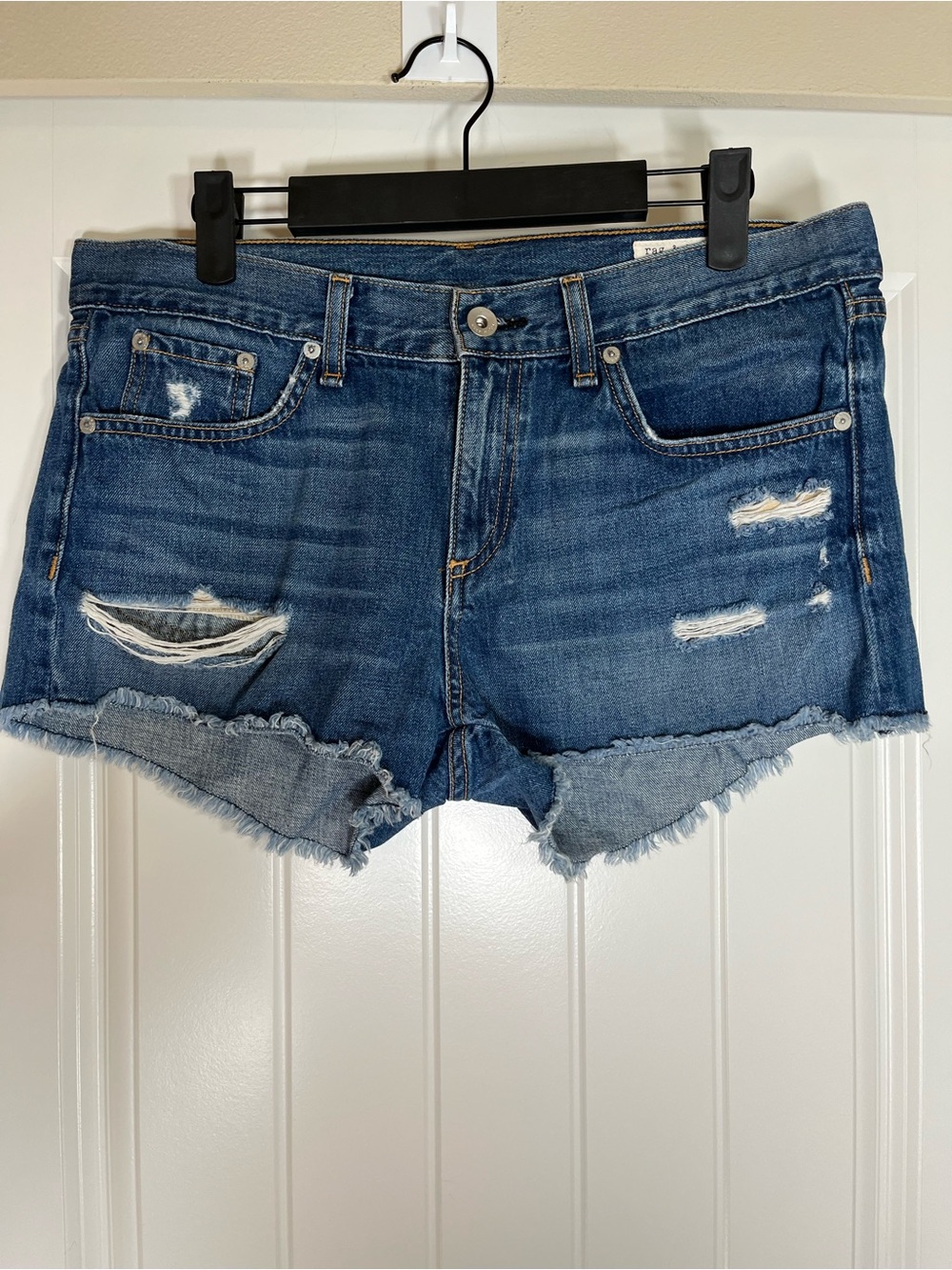 Rag & Bone Johny Denim Cut Off Shorts Distressed Womens Size 28 Summer Casual